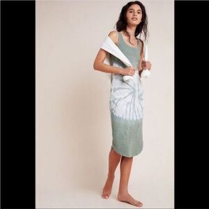 Anthropologie Saturday‎ Sunday Green Aloe Tie Dyed Fitted Midi Dress S Summer
